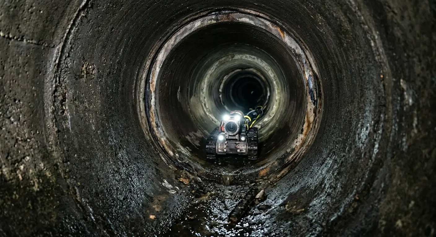 Robotic sewer camera inspecting pipe interior for Sewer Line Repair in Anderson Creek